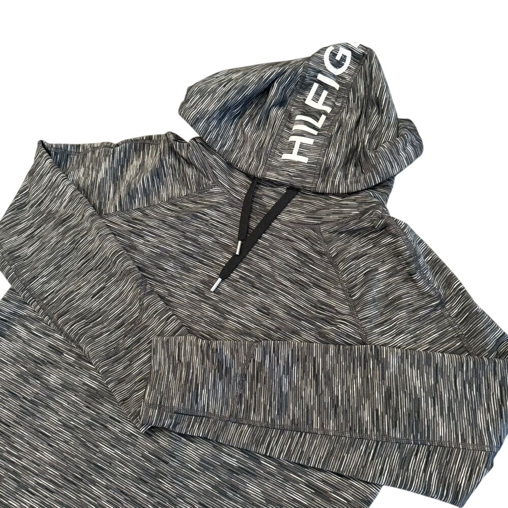 Tommy‎ Hilfiger sport space-dye black and white hooded sweatshirt